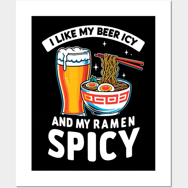 Icy Beer Spicy Ramen Party Pub Crawl Bar Game Night Novelty Funny Beer Wall Art by KsuAnn